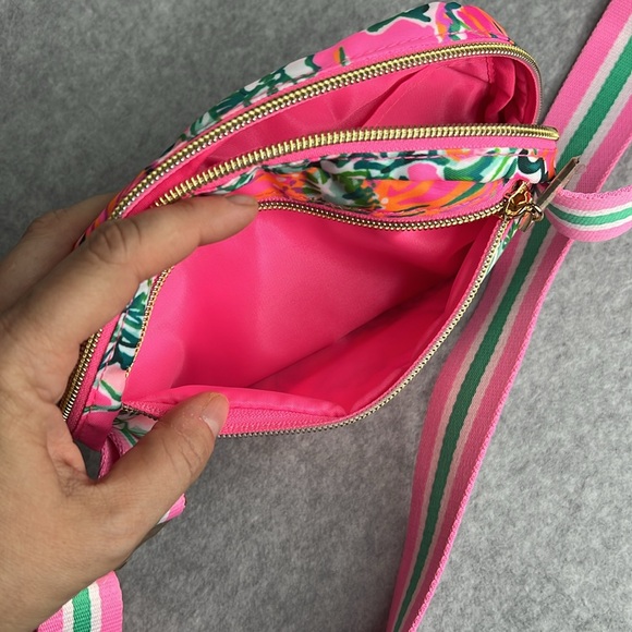Lilly Pulitzer Run Around Crossbody Waist Belt Bag Soleil Pink Perfect Poppy New - Picture 15 of 17